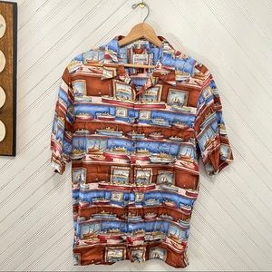 Reyn Spooner Vintage Boat Print Button Down Shirt